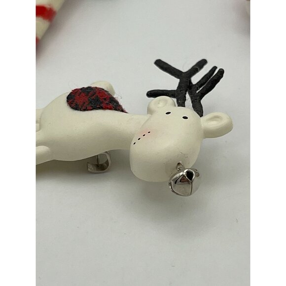 4 pc Lot Christmas Brooches Snowman, Candy Cane, Reindeer, Owl - Picture 4 of 11